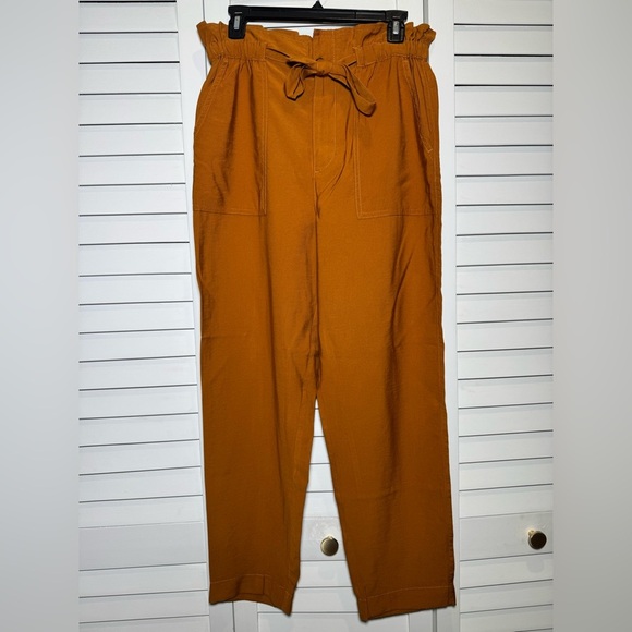 Madewell Women’s Dunaway Paperbag Pants w Tie Waist Golden Pecan Size Medium - Picture 4 of 10